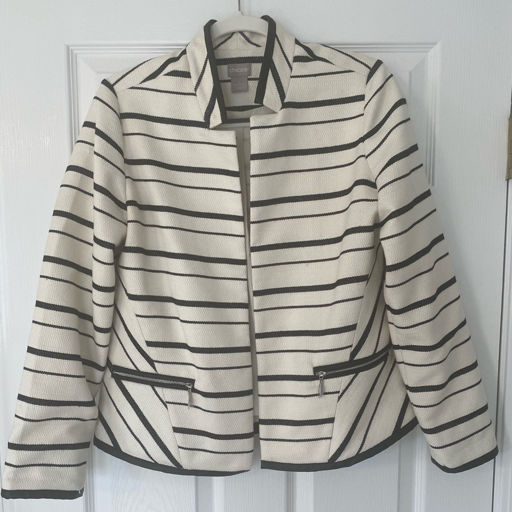 Chico’s Neutral Striped Blazer
